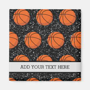 Basketball Player Sport Ball Elegant Black Glitter Magnet
