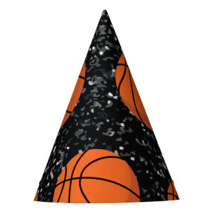 Basketball Player Sport Ball Elegant Black Glitter Party Hat