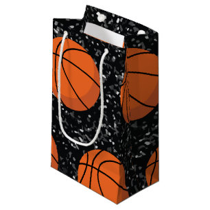 Basketball Player Sport Ball Elegant Black Glitter Small Gift Bag