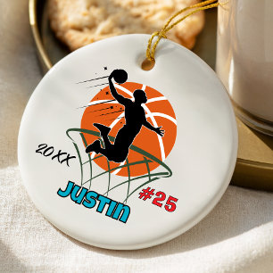 basketball player sports boy athlete customisable ceramic tree decoration