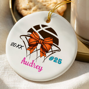 basketball player sports girl athlete custom ceramic tree decoration