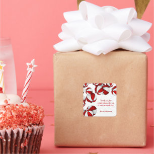 basketball player sports party red white square sticker