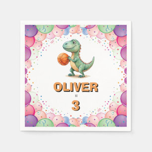 Basketball Player T-rex Birthday Napkin