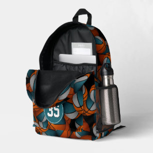 Basketball player teal grey team colours  printed backpack