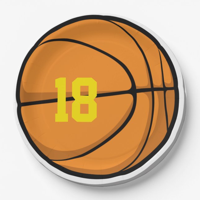 Basketball Player Team Number Birthday Age Fun Paper Plate (Front)