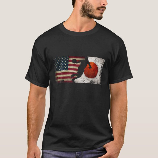 Basketball Player Team USA Japan Flag Grunge, Toky T-Shirt (Front)
