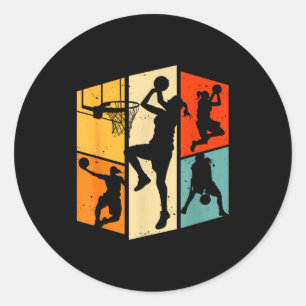 Basketball Player Team Vintage Silhouette Classic Round Sticker