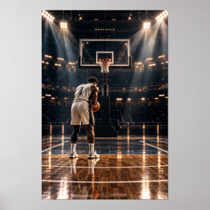Basketball Player Under Arena Lights – Cinematic S Poster