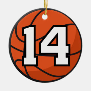 Basketball Player Uniform Number 14 Gift Idea Ceramic Tree Decoration