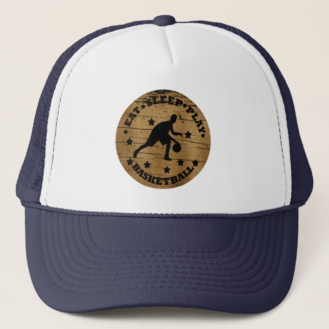 Basketball player vintage dribbling  trucker hat (Front)