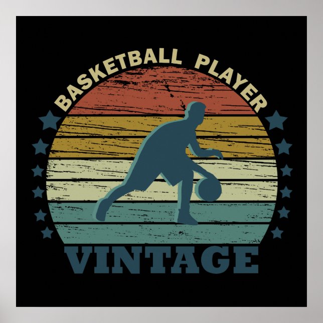 basketball player vintage retro design poster (Front)