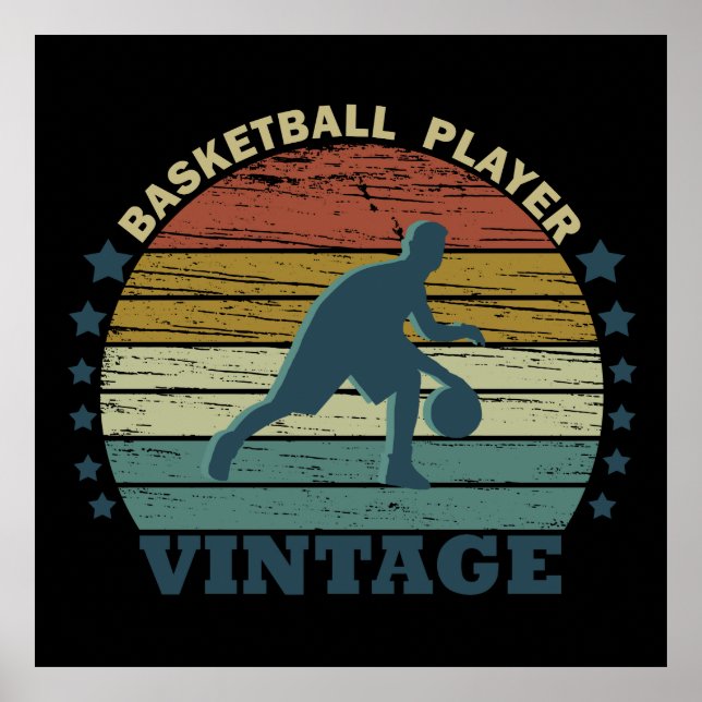 basketball player vintage retro design poster (Front)