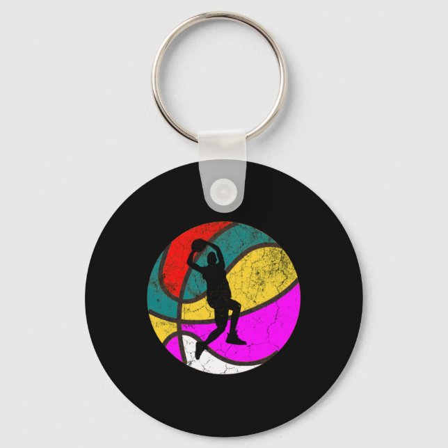 Basketball Player Vintage Retro Gift 1  Key Ring (Front)