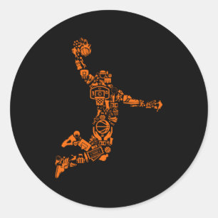 Basketball Player Vintage Sports Athlete Classic Round Sticker