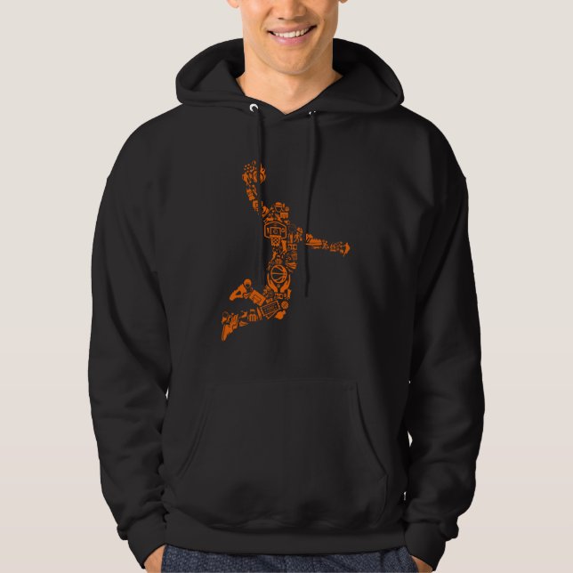 Basketball Player Vintage Sports Athlete Hoodie (Front)