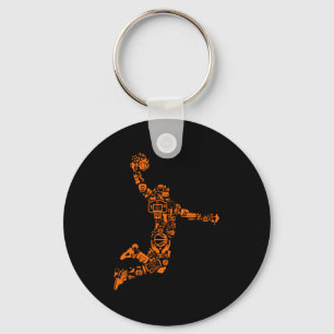 Basketball Player Vintage Sports Athlete Key Ring