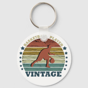 basketball player vintage sunset key ring