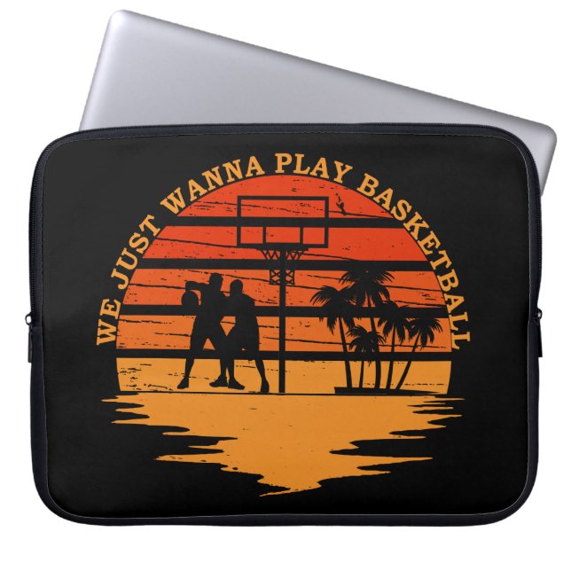 Basketball player vintage sunset laptop sleeve (Front)