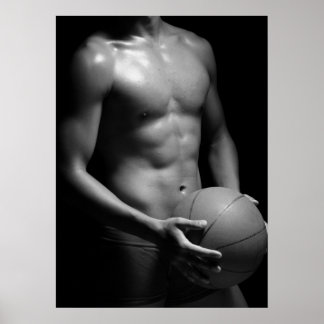 Basketball player W7 in black and white Poster