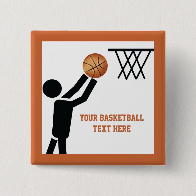 Basketball player with ball custom 15 cm square badge (Front)