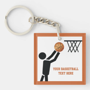 Basketball player with ball custom key ring