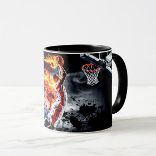Basketball Player with on Fire Slam Dunk #4 Mug