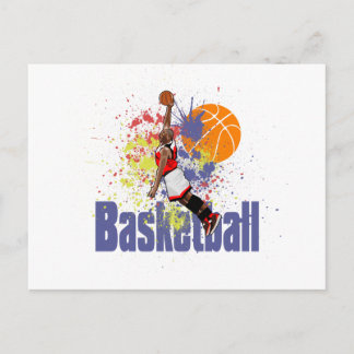 Basketball Player With Paint Splashes Postcard