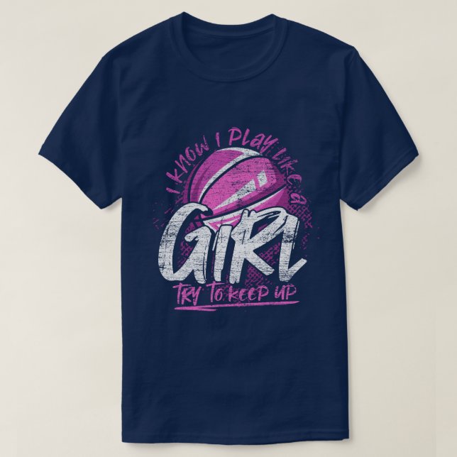 Basketball Player Women Sport Funny Girls Basketba T-Shirt (Design Front)
