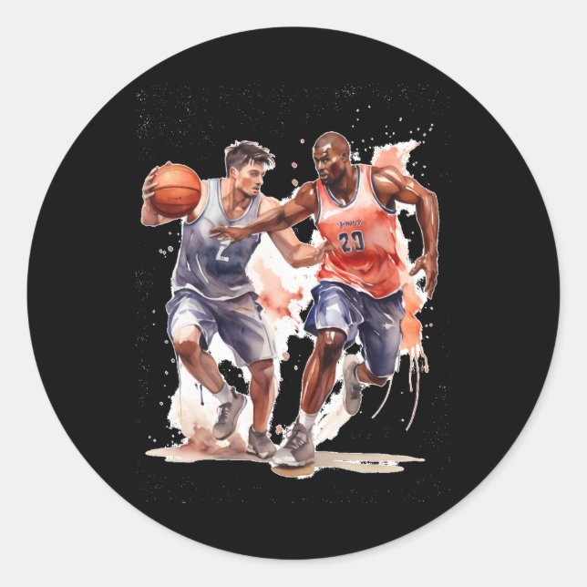 Basketball Players  Classic Round Sticker (Front)