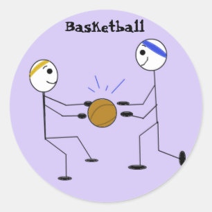 Basketball Players Classic Round Sticker