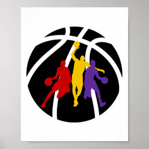 Basketball Players Cool Colourful Art Design Train Poster