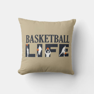 Basketball players driblling with orange ball cushion