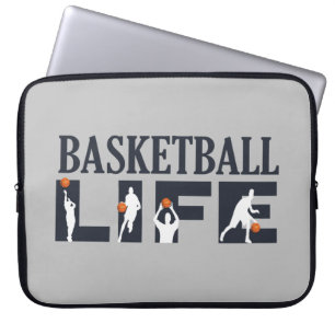 Basketball players driblling with orange ball laptop sleeve