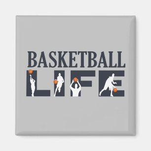 Basketball players driblling with orange ball magnet