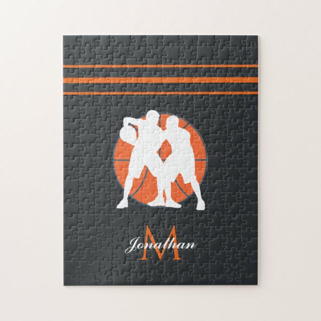 Basketball Players Name Initial Monogrammed Sport Jigsaw Puzzle (Vertical)