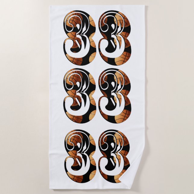 Basketball Players Number 33,  Beach Towel (Front)