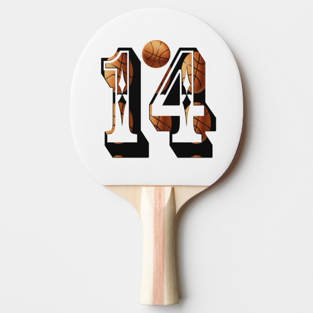 Basketball Players Number Fourteen Picture Logo, Ping Pong Paddle (Front)