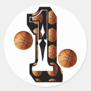 Basketball Players Number One With Basketballs,  Classic Round Sticker