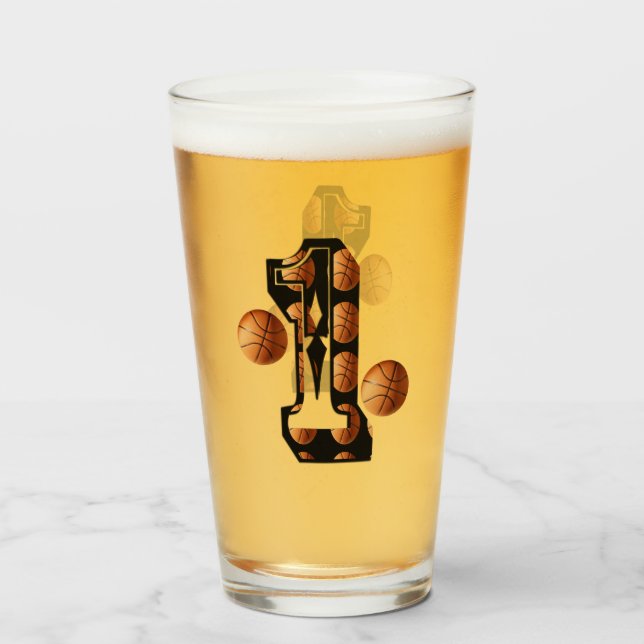 Basketball Players Number One With Basketballs,  Glass (Front Filled)