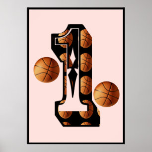 Basketball Players Number One With Basketballs,  Poster