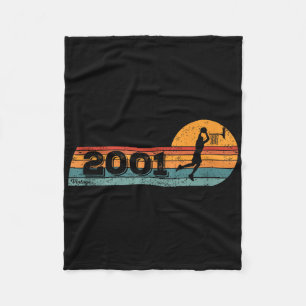 Basketball-players Vintage Born 2001 Birthday Bask Fleece Blanket