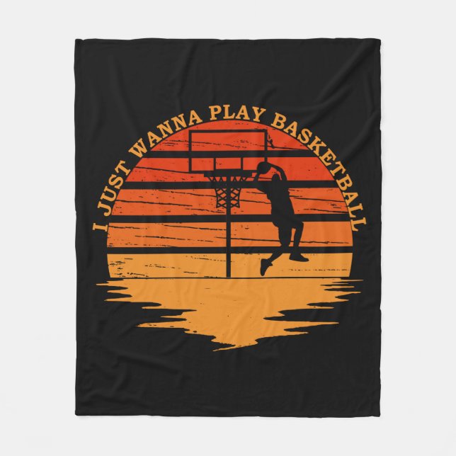 Basketball players vintage retro sunset style fleece blanket (Front)