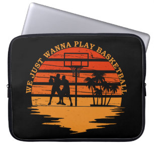 Basketball players vintage retro sunset style laptop sleeve