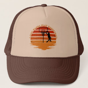Basketball players vintage retro sunset style trucker hat