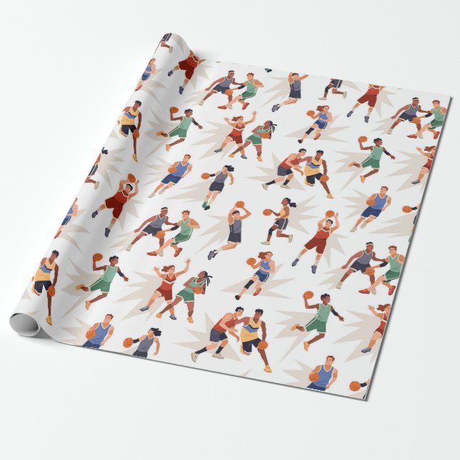 Basketball Players Wrapping Paper (Unrolled)