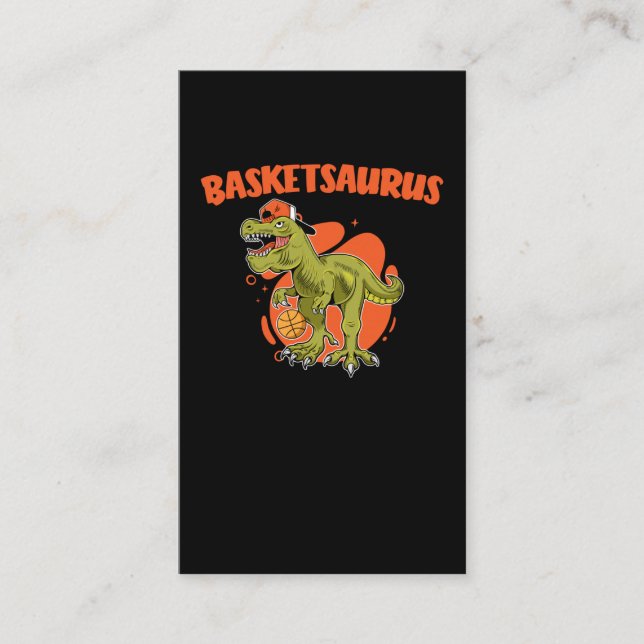 Basketball playing Trex Funny Dino Sport Business Card (Front)