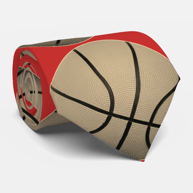 Basketball Pop Art Modern Creative Sepia Red Tie (Rolled)