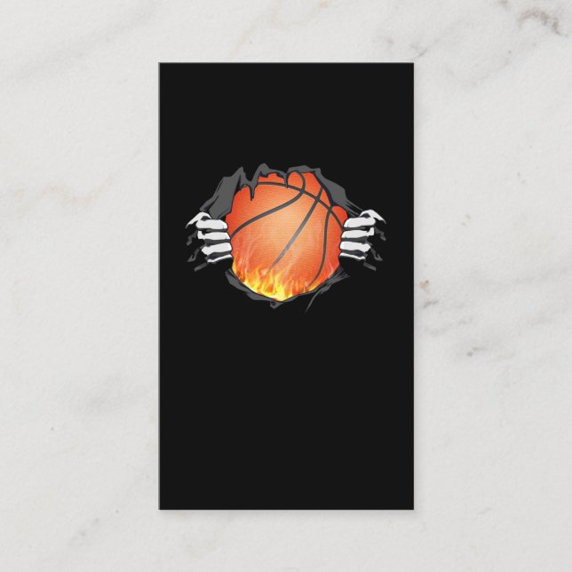 Basketball Power Burning Flames Sports Lover Business Card (Front)