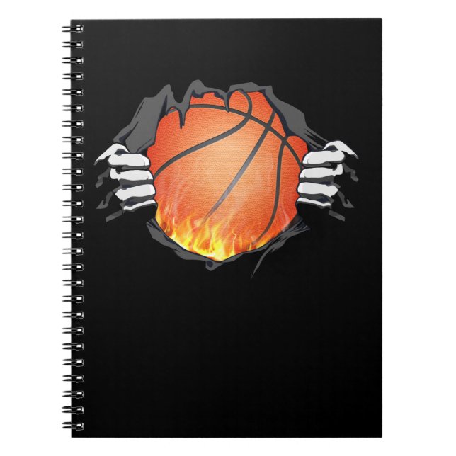 Basketball Power Burning Flames Sports Lover Notebook (Front)