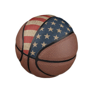 Basketball  print with canvas USA flag